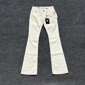 Akdmks Jeans Womens 24 Off White Light Wash Low Rise Bootcut Stretch Embroidered